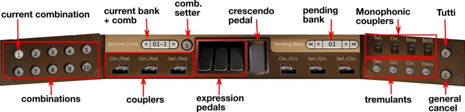 Combinations/Couplers/Tremulants